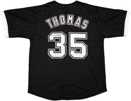 Chicago White Sox Frank Thomas Autographed Black Jersey Beckett BAS Witness Stock #233373