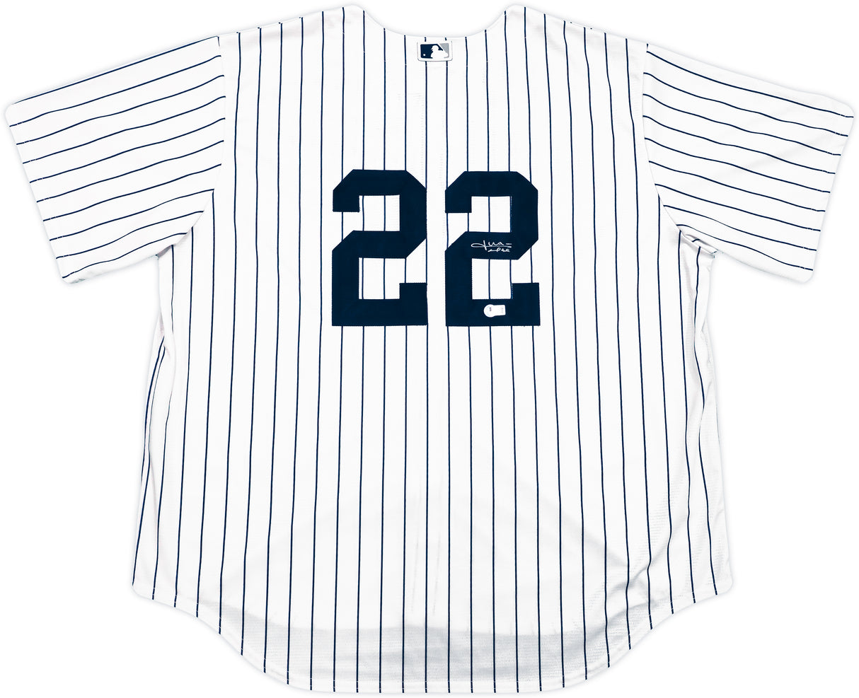 New York Yankees Juan Soto Autographed White W/Pinstripes Nike Jersey Size XXL Beckett BAS QR Stock #232742