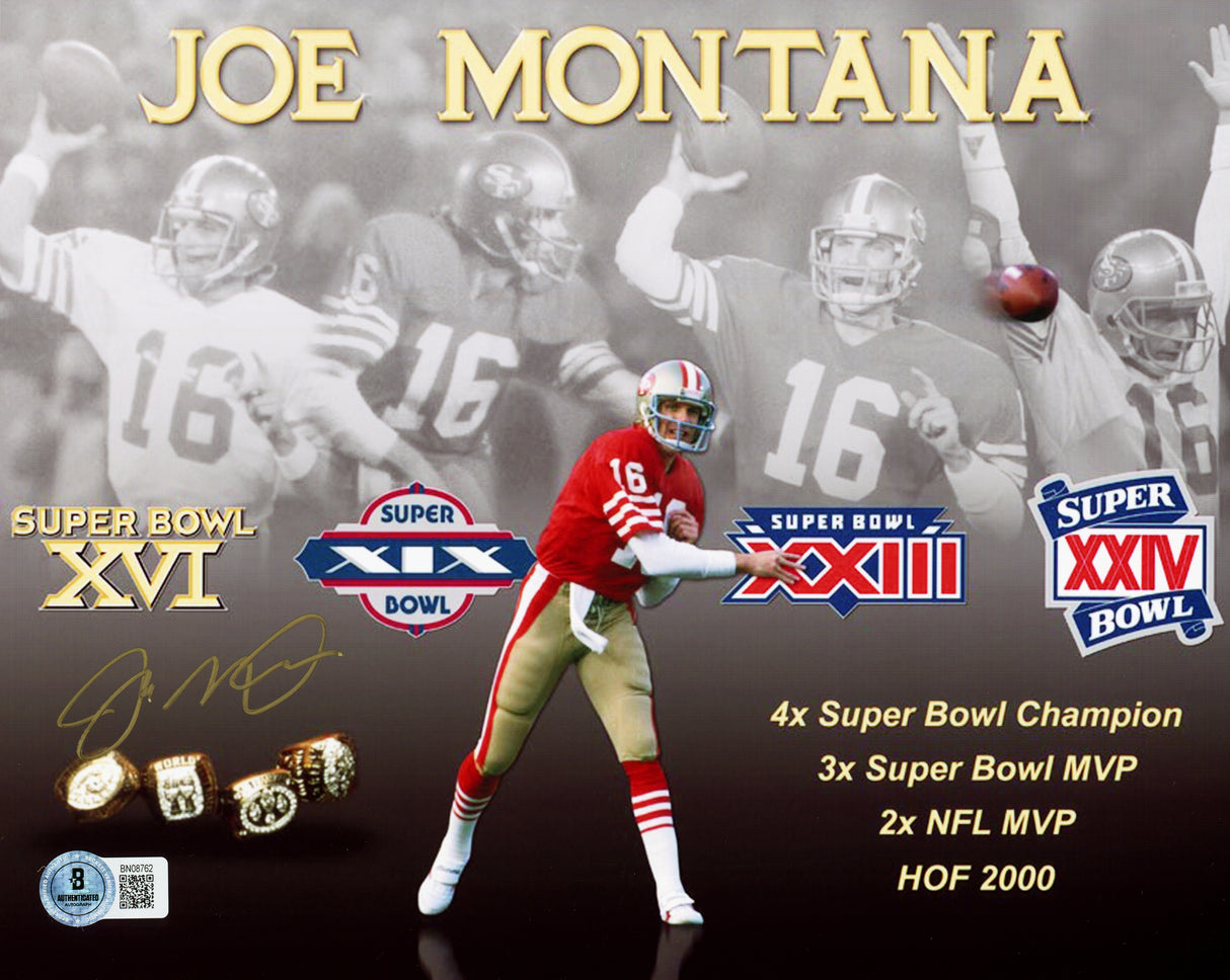 Joe Montana Autographed 8x10 Photo San Francisco 49ers Beckett BAS QR Stock #233735