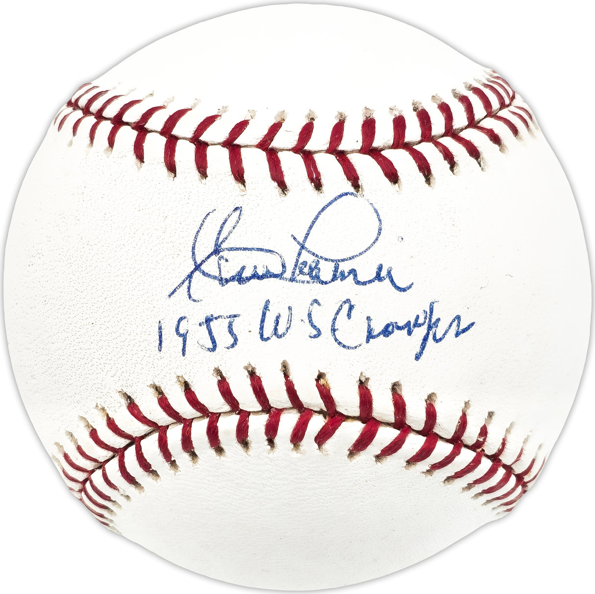 Clem Labine Autographed Official MLB Baseball Brooklyn Dodgers "1955 WS Champs" Beckett BAS QR #BN13260