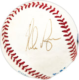 Nolan Ryan Autographed Official AL Baseball Texas Rangers, Los Angeles Angels Beckett BAS QR #BN13310