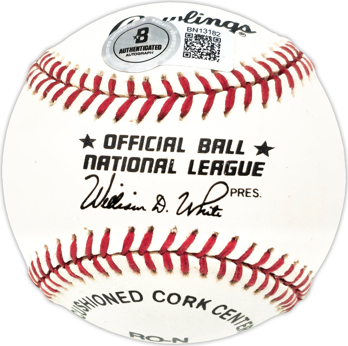 Overton Tremper Autographed Official NL Baseball Brooklyn Dodgers Beckett BAS QR #BN13182