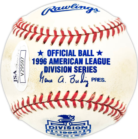 Lou Boudreau Autographed Official 1996 AL Division Logo MLB Baseball Cleveland Indians "HOF 1970" JSA #V29597