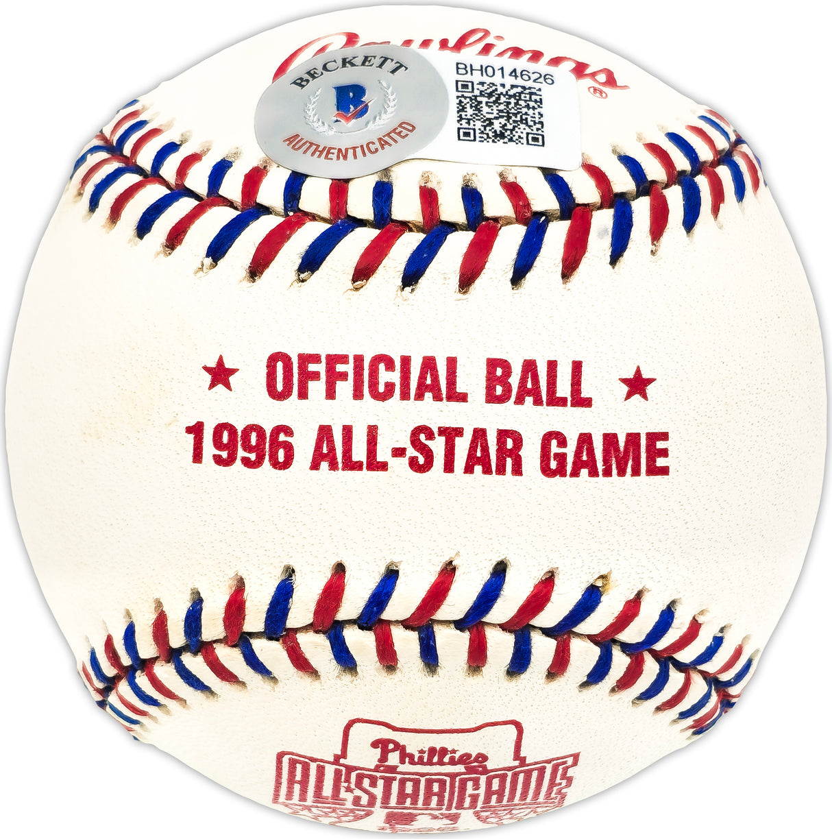 Ken Griffey Jr. Autographed Official 1996 All Star Game Logo MLB Baseball Seattle Mariners Beckett BAS QR #BH014626