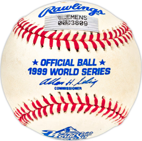 Roger Clemens Autographed Official 1999 World Series Logo MLB Baseball New York Yankees "WS 99" JSA #MM19657