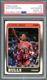 Scottie Pippen Autographed 1988-89 Fleer Rookie Card #20 Chicago Bulls Auto Grade Gem Mint 10 PSA/DNA #71811238