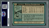 Rickey Henderson Autographed 1980 Topps Rookie Card #482 Oakland A's PSA 7 Auto Grade Gem Mint 10 PSA/DNA #76568970