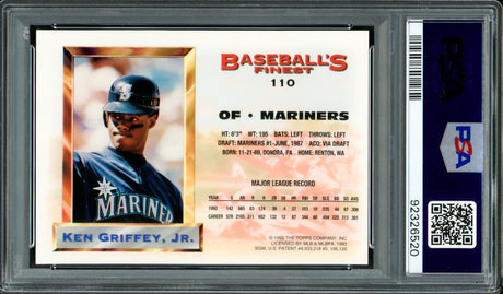 Ken Griffey Jr. Autographed 1993 Finest Refractor Card #110 Seattle Mariners PSA 7 Auto Grade Gem Mint 10 PSA/DNA #92326520