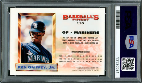 Ken Griffey Jr. Autographed 1993 Finest Refractor Card #110 Seattle Mariners PSA 8 Auto Grade Gem Mint 10 PSA/DNA #92326521