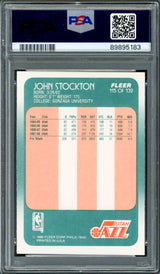 John Stockton Autographed 1988-89 Fleer Rookie Card #115 Utah Jazz PSA 8 Auto Grade Gem Mint 10 PSA/DNA #89895183