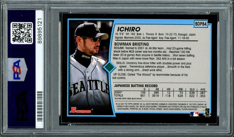 Ichiro Suzuki Autographed 2001 Bowman Draft Picks Rookie Card #84 Seattle Mariners PSA 9 Auto Grade Gem Mint 10 PSA/DNA #89895121