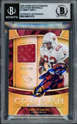 Emmitt Smith Autographed 2020 Panini Gold Standard Gold Rush Materials Card #1 Arizona Cardinals Auto Grade Gem Mint 10 With Game Used Jersey Patch #15/199 Beckett BAS #16891370