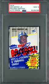 Ken Griffey Jr. Autographed Rookie 1989 Fleer Cello Unopened Pack Seattle Mariners Auto Grade Mint 9 PSA/DNA #85284088