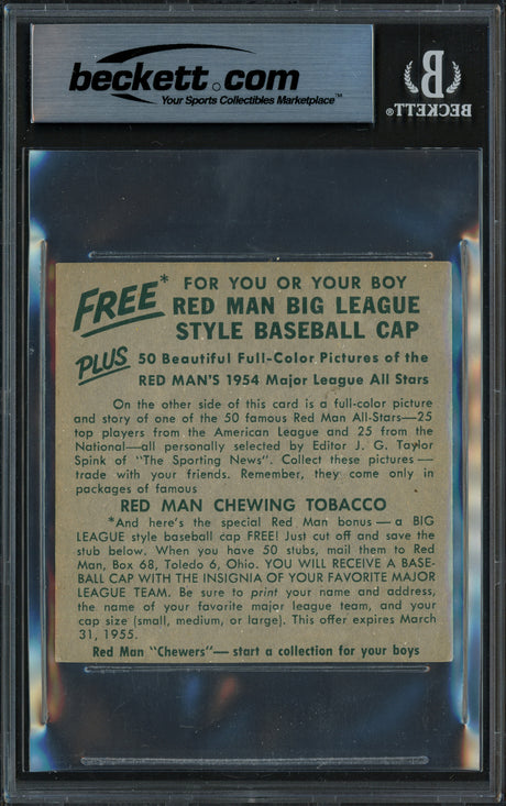 Pee Wee Reese Autographed 1954 Red Man Card #NL15 Brooklyn Dodgers Auto Grade Gem Mint 10 Beckett BAS #16544824