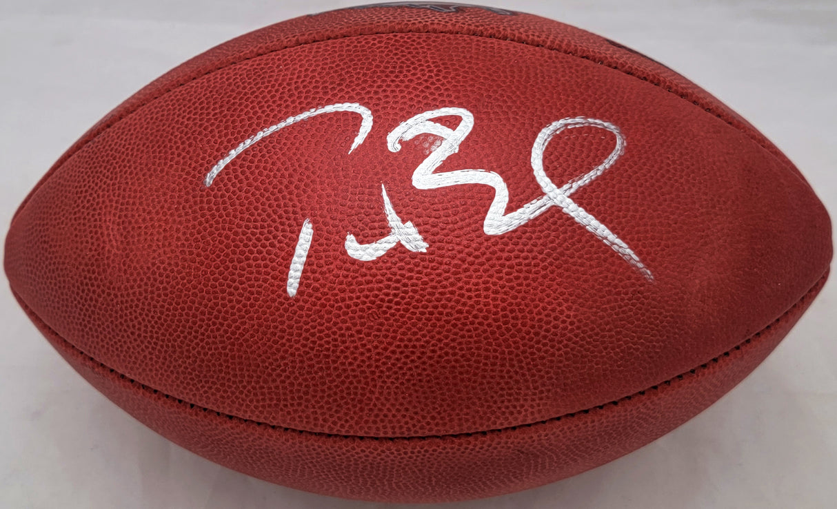 Tom Brady Autographed New England Patriots NFL Leather Super Bowl XXXV Logo Football Fanatics Holo #AA0112376