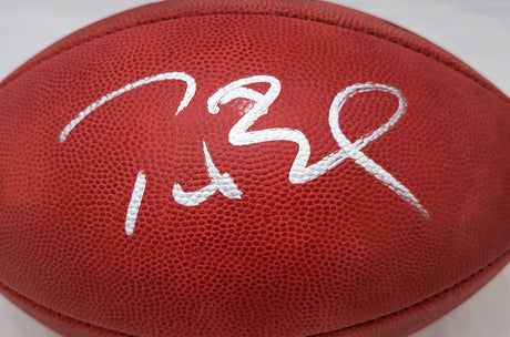 Tom Brady Autographed New England Patriots NFL Leather Super Bowl XXXV Logo Football Fanatics Holo #AA0112376