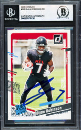 Bijan Robinson Autographed 2023 Donruss Rated Rookie Card #305 Atlanta Falcons Beckett BAS Stock #233951