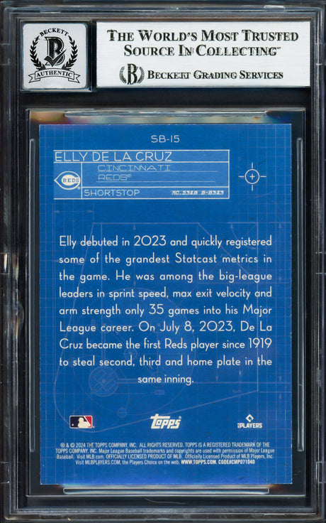 Elly De La Cruz Autographed 2024 Topps Superstar Blueprint Rookie Card #SB15 Cincinnati Reds Auto Grade Gem Mint 10 Beckett BAS Stock #233968