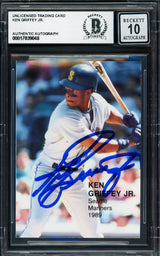 Ken Griffey Jr. Autographed 1989 Action Superstars Rookie Card #5 Seattle Mariners Auto Grade Gem Mint 10 Beckett BAS Stock #233975