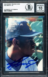 Ken Griffey Jr. Autographed 1989 Rookies Superstars Rookie Card #1 Seattle Mariners Auto Grade Gem Mint 10 Beckett BAS Stock #233977