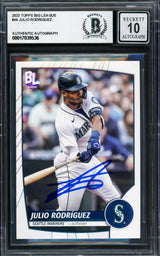 Julio Rodriguez Autographed 2023 Topps Big League Card #44 Seattle Mariners Auto Grade Gem Mint 10 Beckett BAS Stock #233979