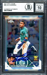 Julio Rodriguez Autographed 2023 Topps Chrome Card #200 Seattle Mariners Auto Grade Gem Mint 10 Beckett BAS Stock #233981