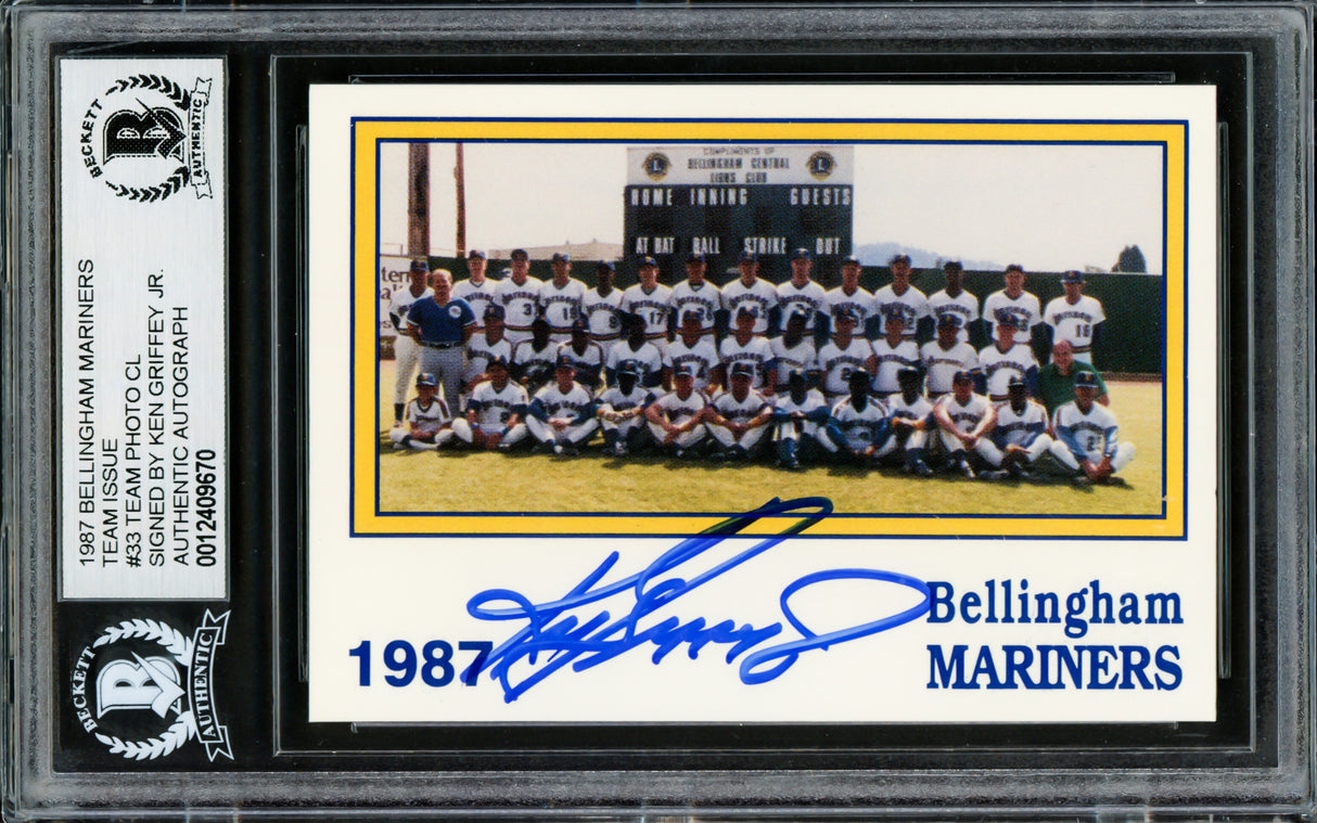 Ken Griffey Jr. Autographed 1987 International Bellingham Rookie Team Card #33 Seattle Mariners Beckett BAS Stock #220291