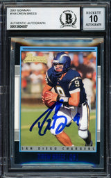 Drew Brees Autographed 2001 Bowman Rookie Card #164 San Diego Chargers Auto Grade Gem Mint 10 Beckett BAS Stock #220323