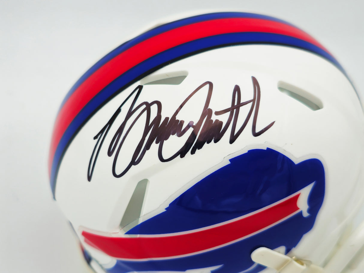 Bruce Smith Autographed Buffalo Bills White Speed Mini Helmet Beckett BAS Witness Stock #233776