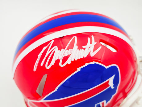 Bruce Smith Autographed Buffalo Bills Red Throwback 1987-2001 Speed Mini Helmet Beckett BAS Witness Stock #233777