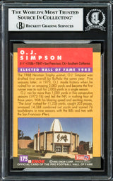 O.J. Simpson Autographed 1995 Enor Pro Hall of Fame HOF Card #175 Buffalo Bills Beckett BAS Stock #234022