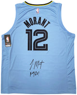 Memphis Grizzlies Ja Morant Autographed Light Blue Fanatics Jersey Size XL "ROY 20" JSA Stock #207962