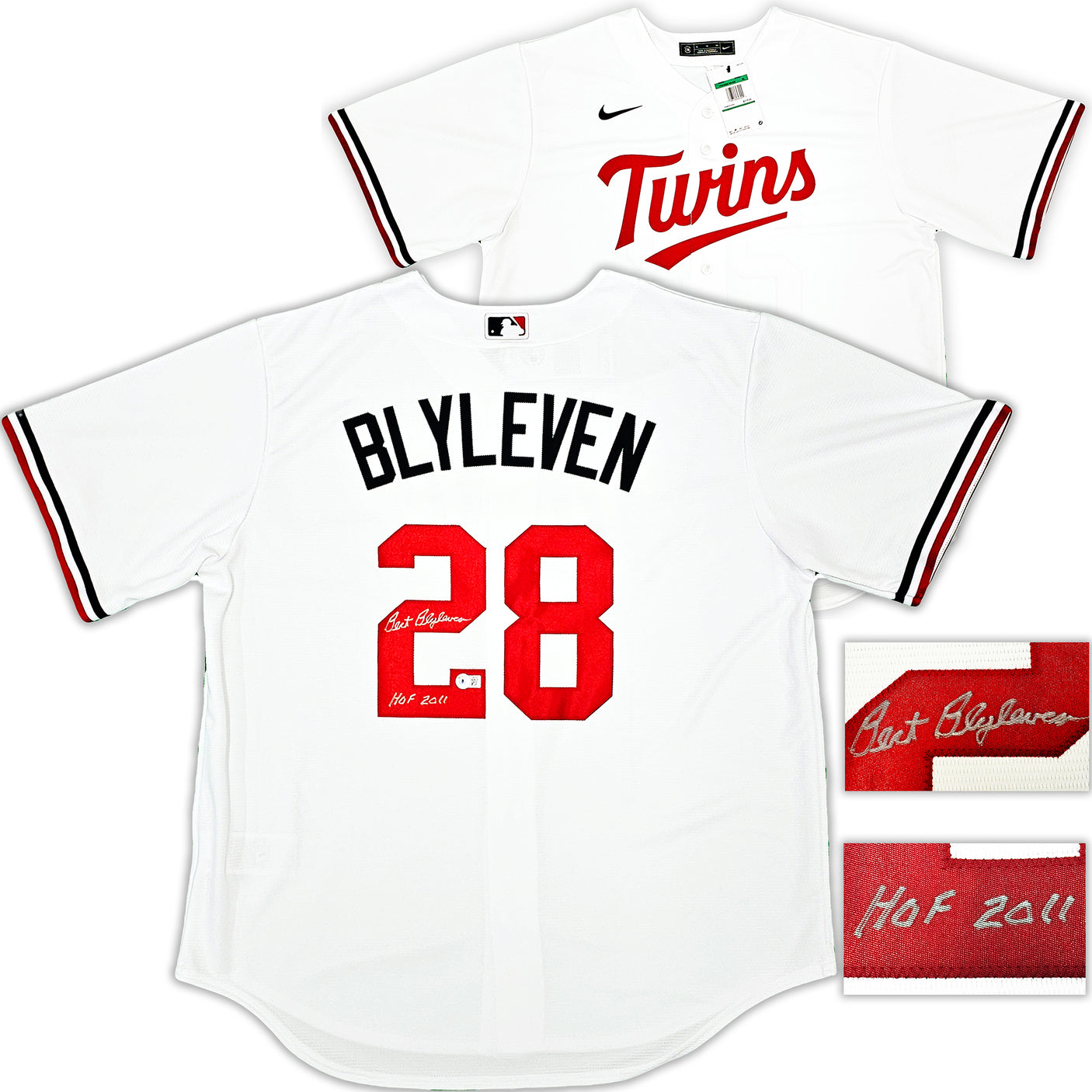 Minnesota Twins Bert Blyleven Autographed White Nike Jersey Size XL "HOF 2011" Beckett BAS Witness Stock #220105