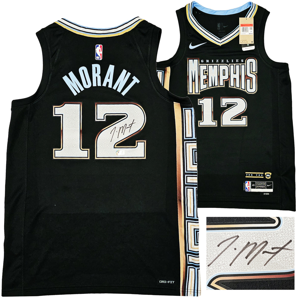 Memphis Grizzlies Ja Morant Autographed Black Nike City Edition Swingman Jersey Size 48 Beckett BAS QR Stock #218585