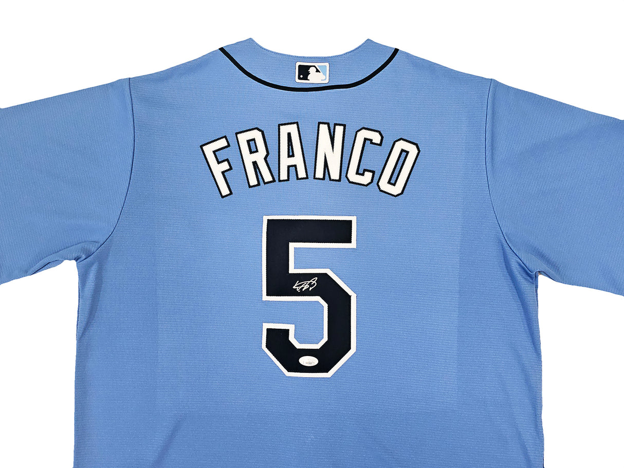 Tampa Bay Rays Wander Franco Autographed Blue Nike Jersey Size L JSA Stock #218685