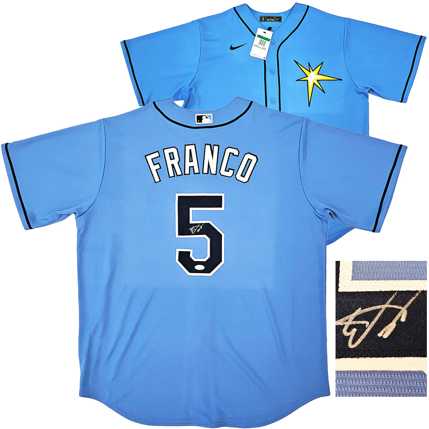 Tampa Bay Rays Wander Franco Autographed Blue Nike Jersey Size XL JSA Stock #218684