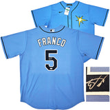 Tampa Bay Rays Wander Franco Autographed Blue Nike Jersey Size XL JSA Stock #218684