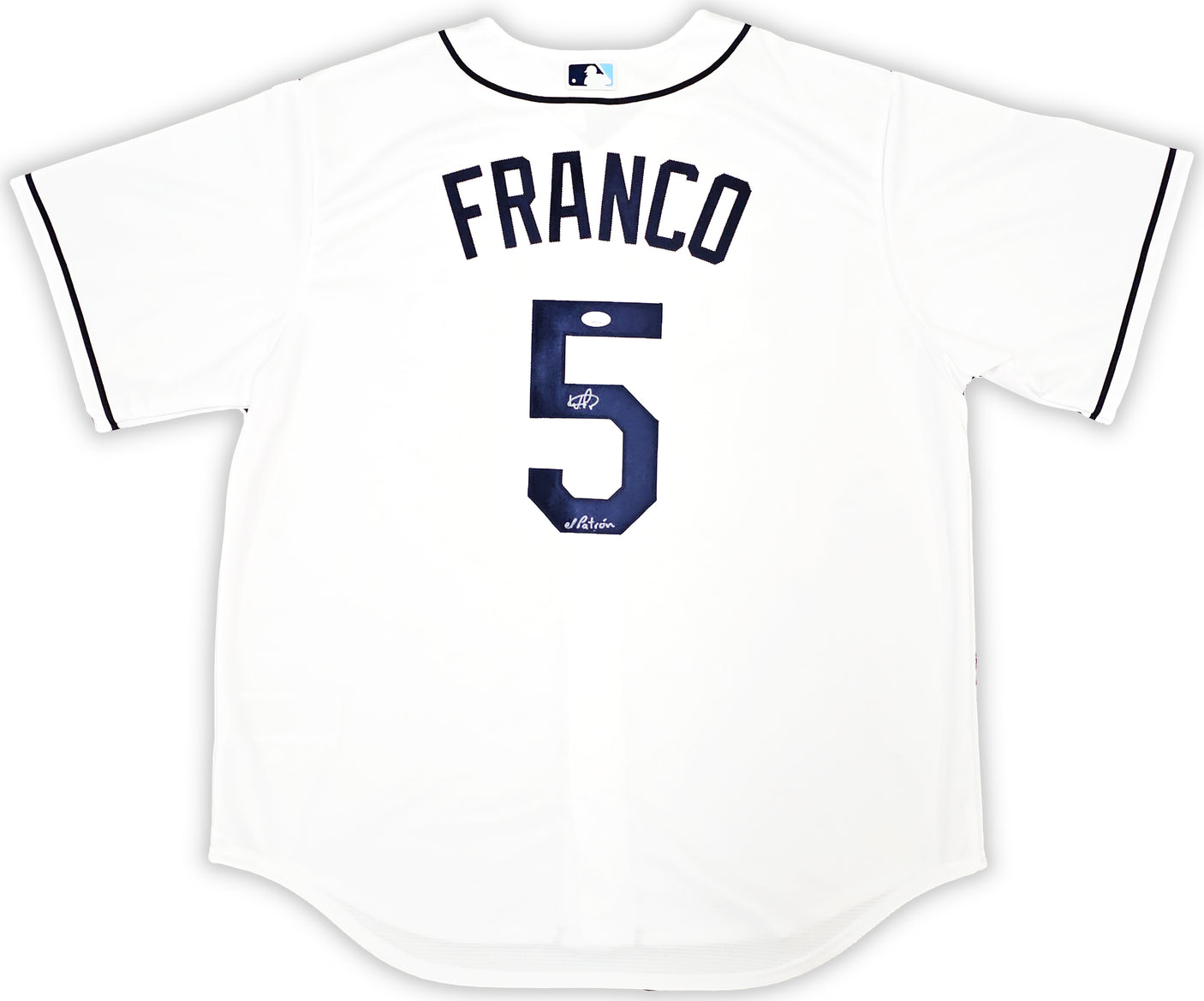 Tampa Bay Rays Wander Franco Autographed White Nike Jersey Size XL "El Patron" JSA Stock #218681