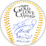 Ken Griffey Jr. & Ichiro Suzuki Autographed Official Gold Glove Logo MLB Baseball Seattle Mariners "10x GG" Beckett BAS Witness Stock #220217