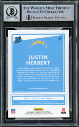 Justin Herbert Autographed 2020 Donruss Optic Rated Rookies Rookie Card #153 Los Angeles Chargers Auto Grade Gem Mint 10 "2020 NFL OROY" Beckett BAS #15860014