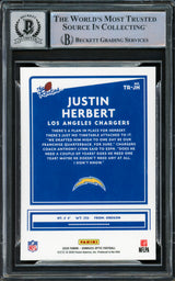 Justin Herbert Autographed 2020 Donruss Optic The Rookies Rookie Card #TR-JH Los Angeles Chargers Auto Grade Gem Mint 10 "2020 NFL OROY" Beckett BAS #15860016