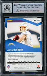 Justin Herbert Autographed 2020 Panini Elite Chronicles Red Rookie Card #203 Los Angeles Chargers Auto Grade Gem Mint 10 "2020 NFL OROY" #245/399 Beckett BAS #15860019