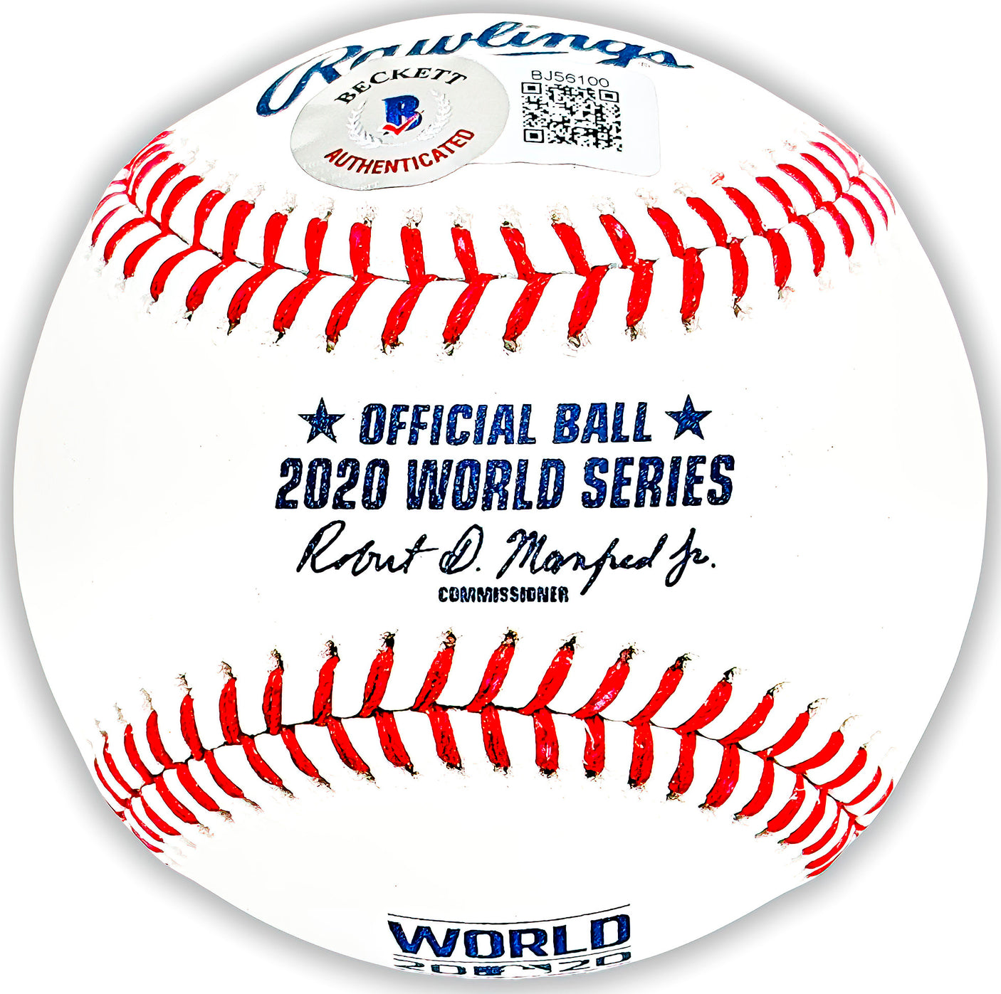 Mookie Betts Autographed Official 2020 World Series Logo MLB Baseball Los Angeles Dodgers Beckett BAS QR Stock #218698