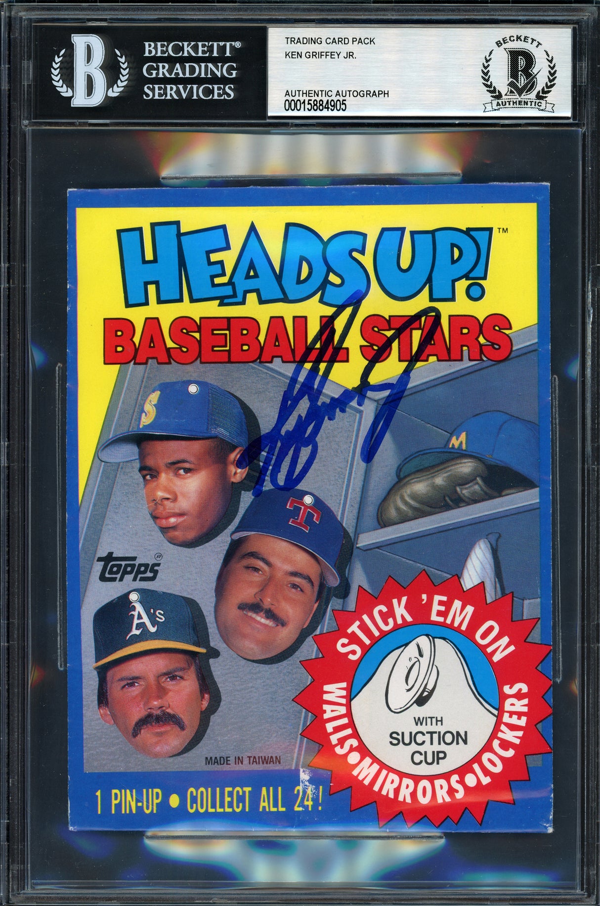 Ken Griffey Jr. Autographed Topps Heads Up Wrapper Seattle Mariners Beckett BAS #15884905