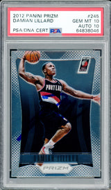 Damian Lillard Autographed 2012 Panini Prizm Rookie Card #245 Portland Trail Blazers PSA 10 Auto Grade Gem Mint 10 PSA/DNA #64838046