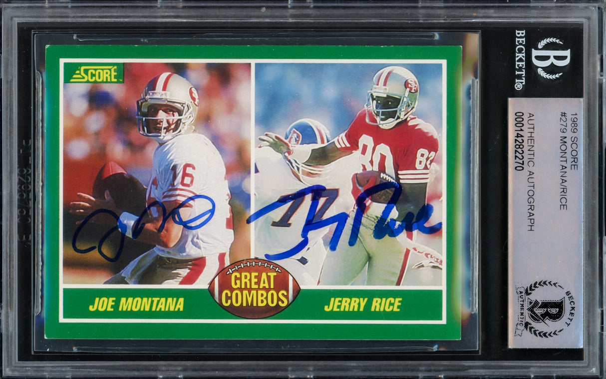 Joe Montana & Jerry Rice Autographed 1989 Score Card #279 San Francisco 49ers Beckett BAS #14282270