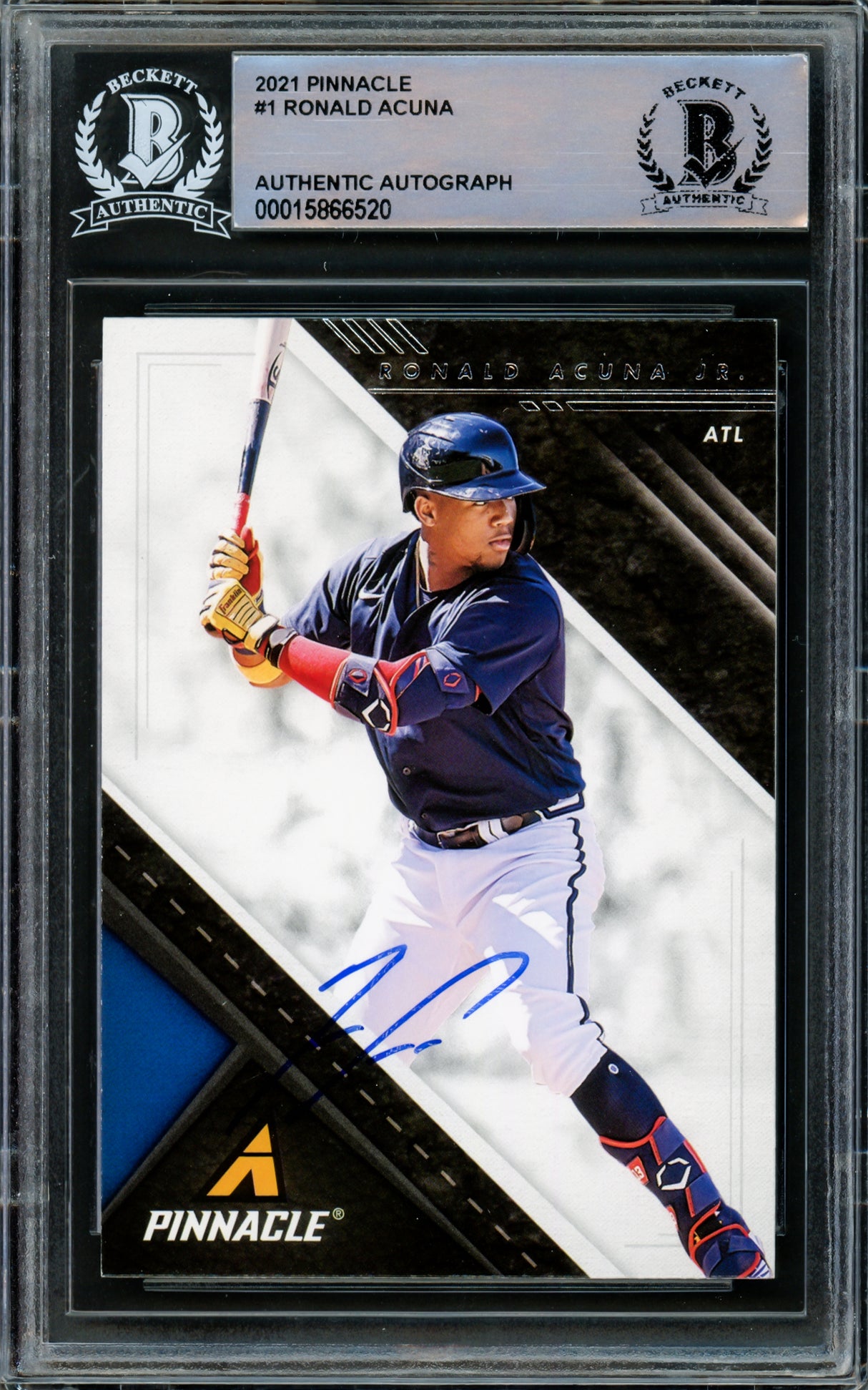 Ronald Acuna Jr. Autographed 2021 Panini Pinnacle Card #1 Atlanta Braves Beckett BAS #15866520