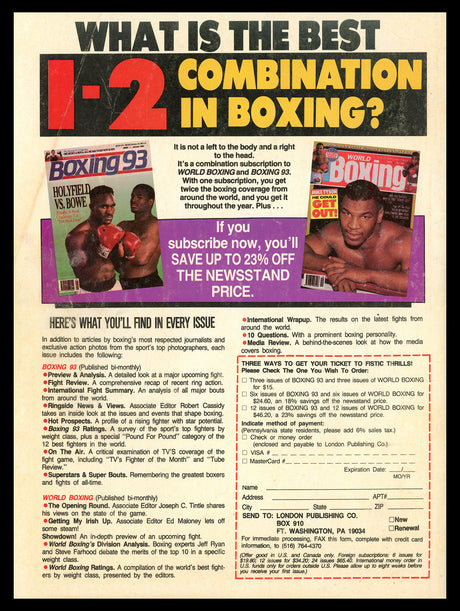 Boxing Legends Autographed Boxing 93 Magazine With 7 signatures Including Julio Cesar Chavez, Pernell Whitaker Beckett BAS #AC56718