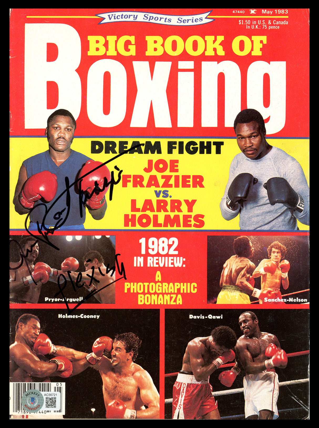 Joe Frazier, Alexis Arguello & Aaron Pryor Autographed Big Book of Boxing Magazine Beckett BAS #AC56721