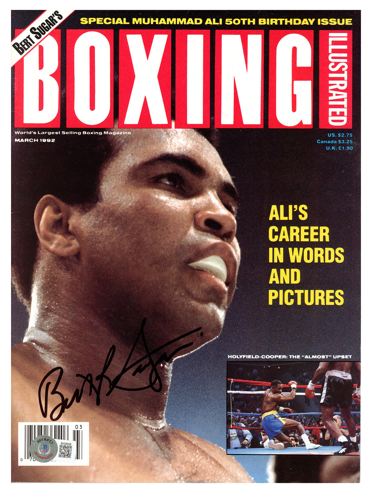 Bert Sugar Autographed Boxing Illustrated Magazine Beckett BAS QR #BH26938